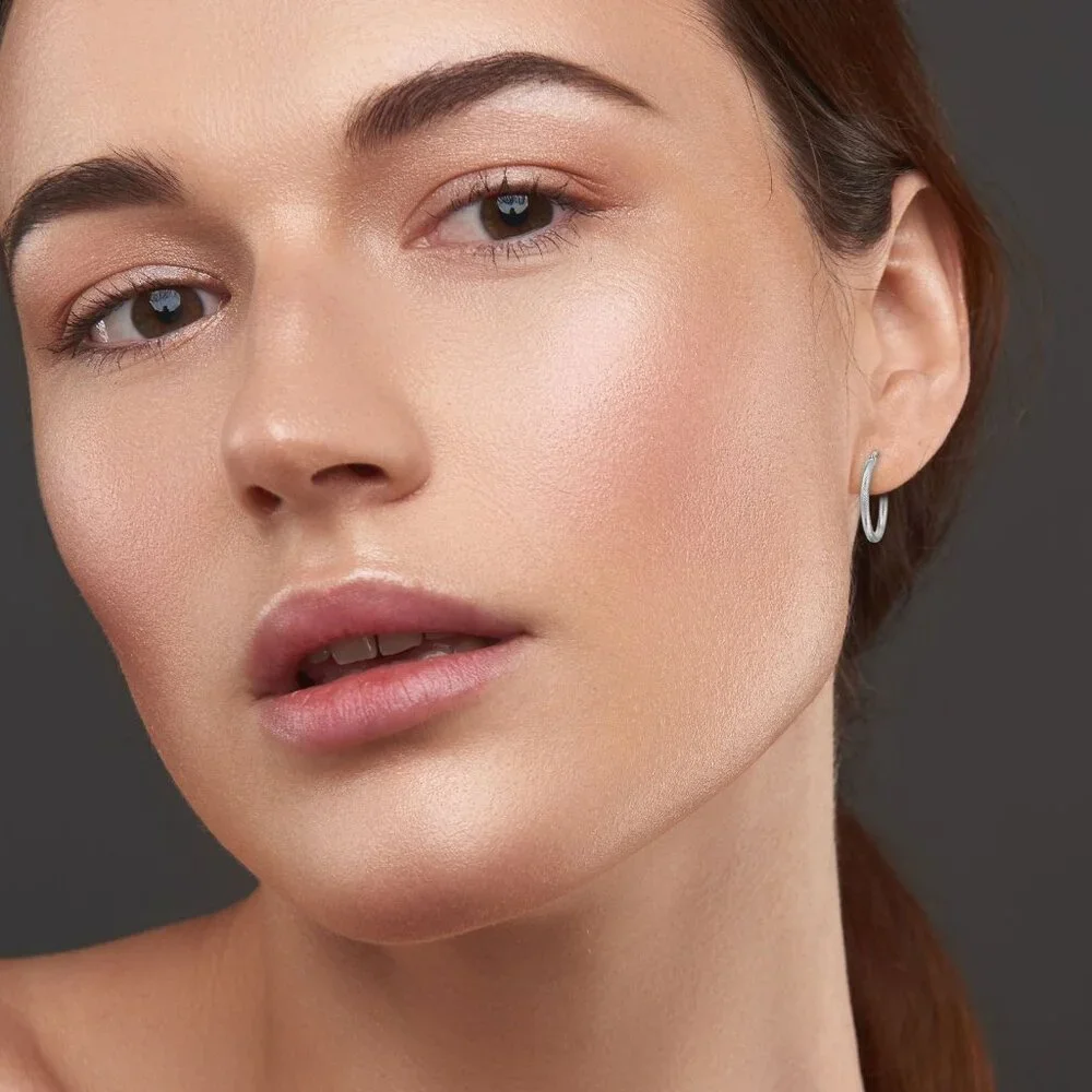 Silver Stainless Steel Hoop Earrings Twisted Rope Everyday‎ Gift Minimal Modern